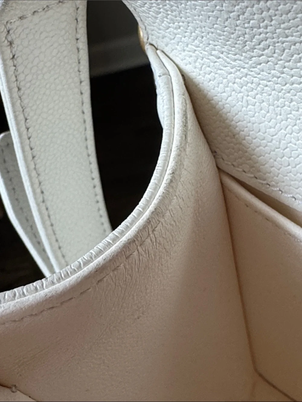 CHANEL Off White  Quilted Boy Shoulder Bag with Gold Hardware
